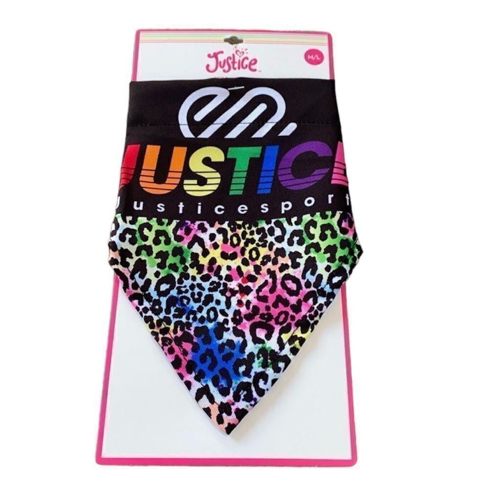 Justice Rainbow Cheetah Pet Bandana | Slide-On Dog Bandana Size Medium/Large